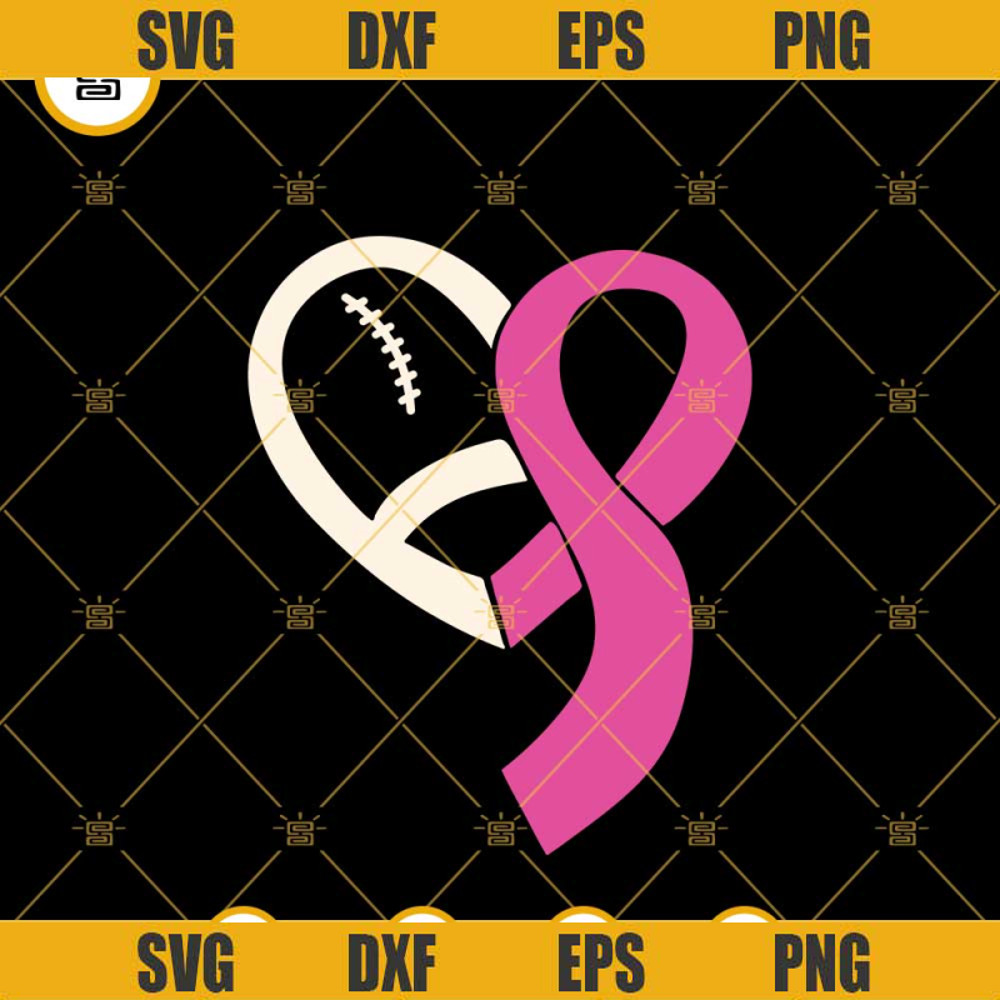 Football Breast Cancer Awareness SVG, Tackle Breast Cancer SVG, Pink Ribbon SVG PNG DXF EPS Digital Download.png