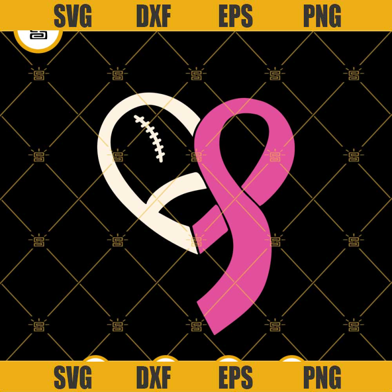 Football Breast Cancer Awareness SVG, Tackle Breast Cancer SVG, Pink Ribbon SVG PNG DXF EPS Digital Download.png