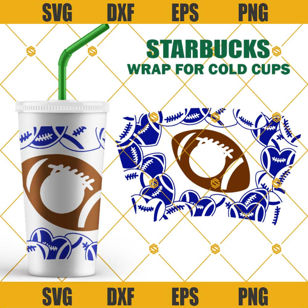 Football Full Wrap For Starbucks Cold Cup SVG, Football Starbucks SVG, Coffee Football SVG.jpg
