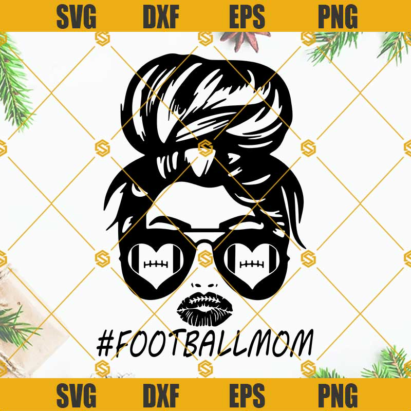 Football Mom Messy Bun Hair SVG, Football Mom SVG PNG DXF EPS For Cricut.jpg