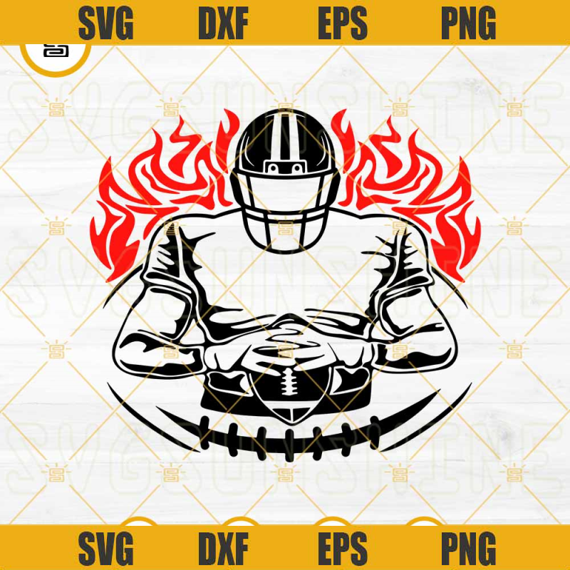 Football Player Tribal SVG, Football Player Flame SVG PNG DXF EPS Cut Files.jpg
