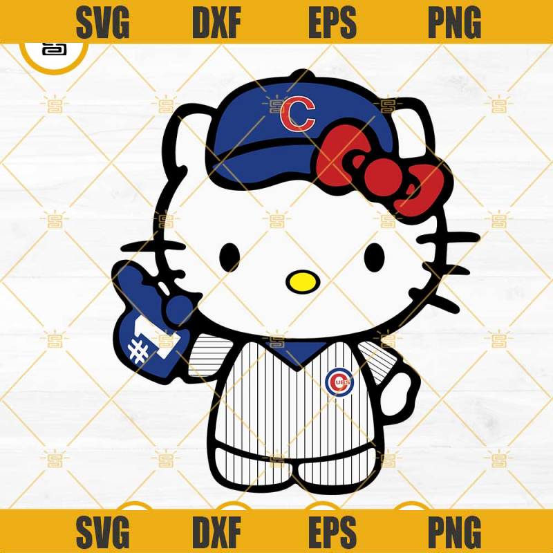 Hello Kitty Chicago Cubs SVG, Kawaii Kitty  Baseball SVG PNG DXF EPS Digital Files.jpg
