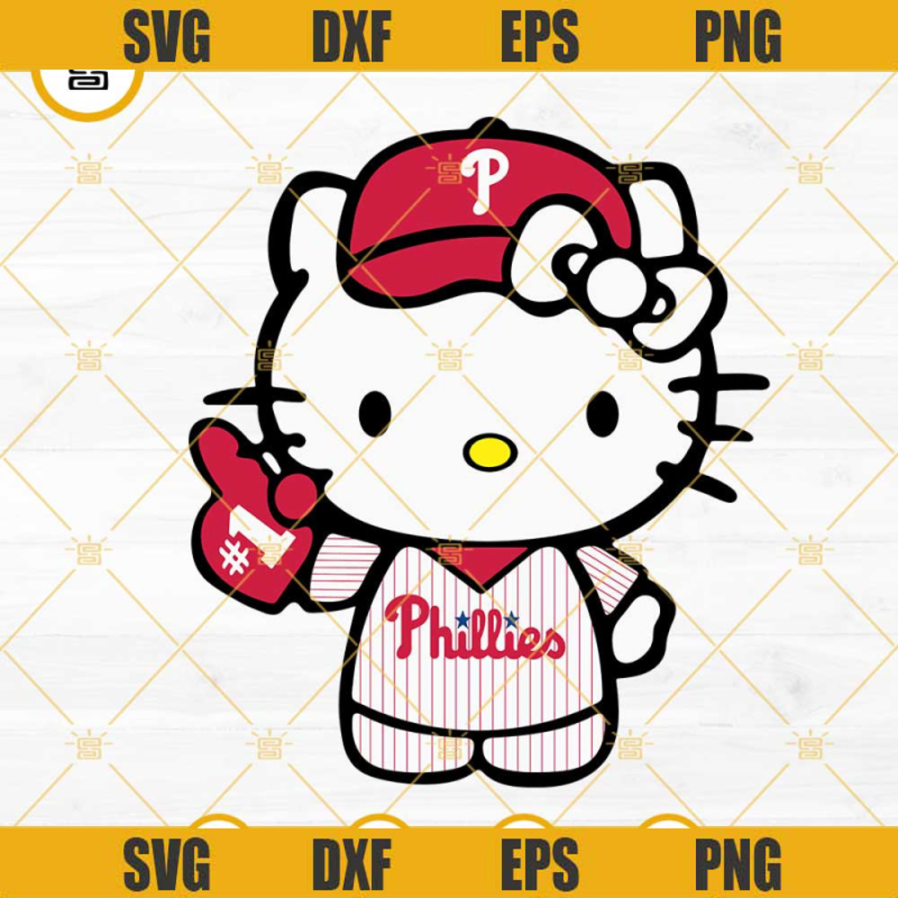 Hello Kitty Philadelphia Phillies Baseball SVG, Kitty Cat Phillies Fan SVG PNG DXF EPS Files.jpg
