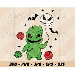 oogie jack balloon dice svg png, layered oogie jack svg, the nightmare before christmas character svg files for cricut,
