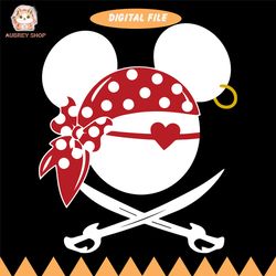 disney pirate minnie mouse head svg