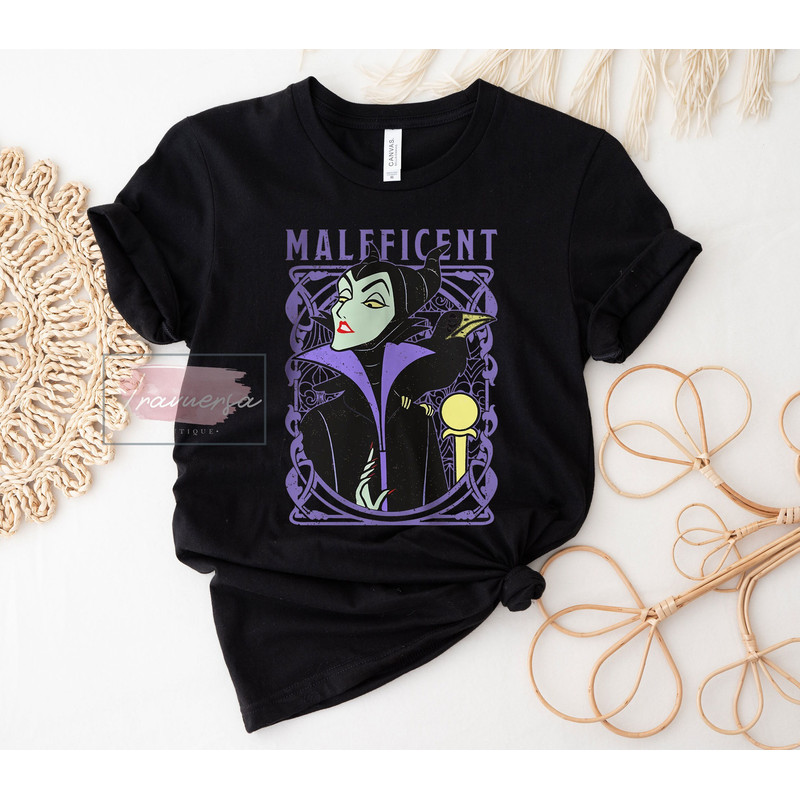 Disney Villains Sleeping Beauty Maleficent Old School Poster T-Shirt, Disney Family Trip Matching Shirt.jpg
