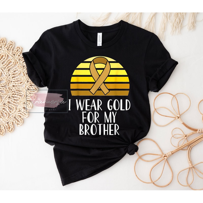 I Wear Gold For My Brother Childhood Cancer Awareness T-Shirt, Childhood Cancer Support Shirt, Gold Ribbon Sweatshirt.jpg