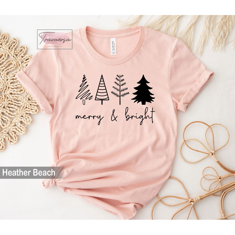 Merry & Bright Christmas Trees Shirt, Christmas Crewneck, Christmas Gift, Cute Xmas Tee , Christmas Party Sweatshirt.jpg