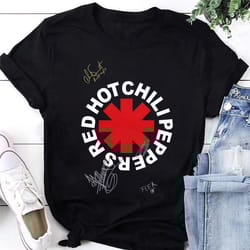 red hot chili peppers band logo t-shirt, red hot chili peppers 2024 tour t-shirt, rhcp rock band signatures shirt, rhcp