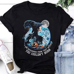 i am descended from that witch you couldn't burn halloween t-shirt, spooky season shirt, black cat shirt, halloween gift