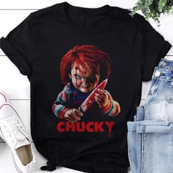 child's play chucky t-shirt, chucky shirt fan gifts, chucky graphic tee, chucky movie shirt, chucky vintage shirt, chuck