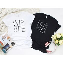 wife and hubs est, couple shirts, honeymoon shirts, couple matching shirt, wife and husband shirts, bride and groom shir