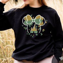 watercolor disney minnie ears castle sweatshirt, colorful disney sweatshirt, women's disney trip, mickey ears sweatshirt