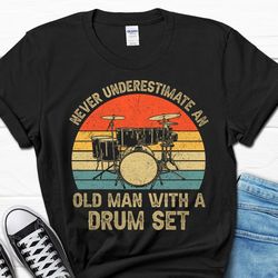 grandpa drummer shirt, papa husband drumming t-shirt for men, drums gifts for him, funny father's day tee, drumming men'