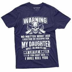 men's fathers day dad daughter t-shirt my little angel papa daddy tee shirt