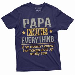men's papa knows everything t-shirt father's day christmas papa pops dad father grandpa tee shirt gift idea mens tees