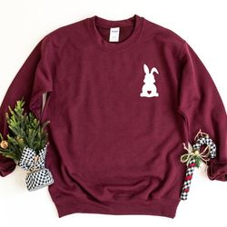 rabbit sweatshirt, rabbit lover, pocket rabbit sweater, rabbit pullover, animal lover crewneck sweatshirt, cute rabbit s