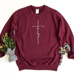 faith cross sweatshirt, christian sweatshirt, faith cross crewneck sweater, religious sweatshirt, christian gift, jesus