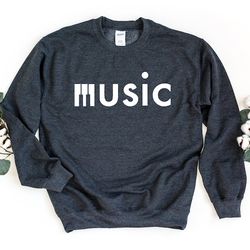 music sweatshirt, music lover sweater, concert crewneck sweatshirt, musician gift, music note sweatshirt, funny music, c