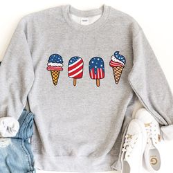american flag themed popsicle sweatshirt, 4th of july crewneck sweatshirt, independence pullover, patriotic sweatshirt,