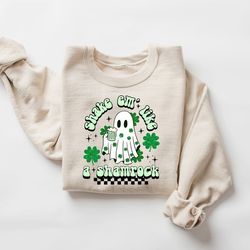 ghost shamrock st patrick's day sweatshirt, boo lucky charms paddy's day shirt, ghostie spooky st. patrick's day shirts,
