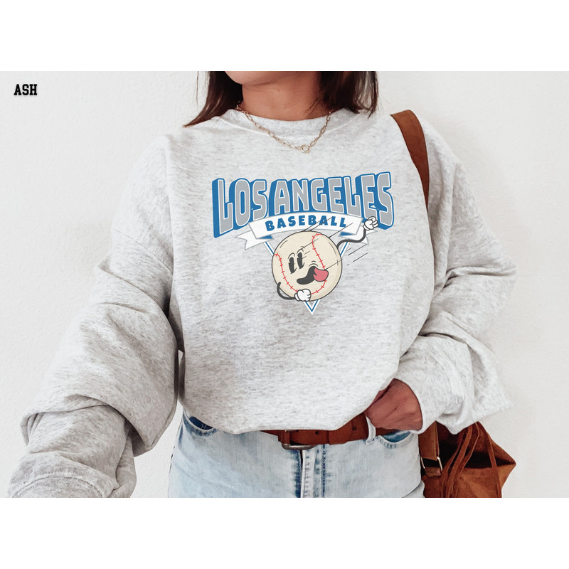 Los Angeles Sweatshirt, Retro Style, Vintage Style Shirt, 90s Cartoon Throwback Sweatshirt, Baseball, Sports Fan Gift Idea.jpg