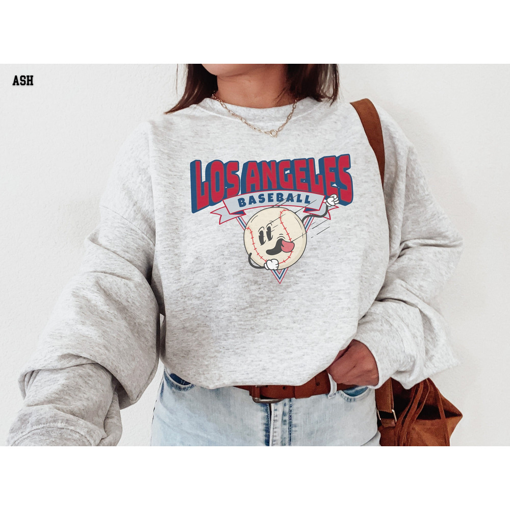 Los Angeles Sweatshirt, Retro Style, Vintage Style Shirt, 90s Cartoon Throwback Sweatshirt, LA Sweater, Baseball, Sports Fan Gift Idea.jpg
