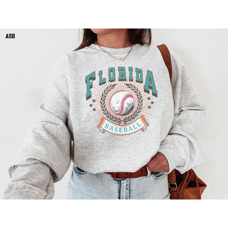 Miami Sweatshirt, Retro Style, Vintage Style Shirt, 90s Florida Throwback Sweatshirt, MIA Sweater, Baseball, Sports Fan Gift Idea.jpg