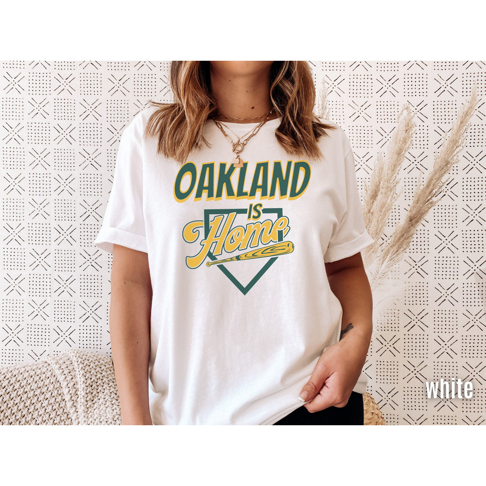 Oakland Baseball Is Home Shirt, Retro 90s Throwback Shirt, Modern Art Style Base Ball T-shirt, Gameday Apparel, Oak Sports Fan Gift Idea.jpg