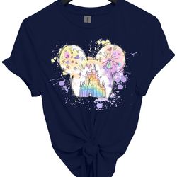 castle magic world mouse vacation, disney watercolor castle minnie tshirt, fireworks party shirt, sublimation design, ma