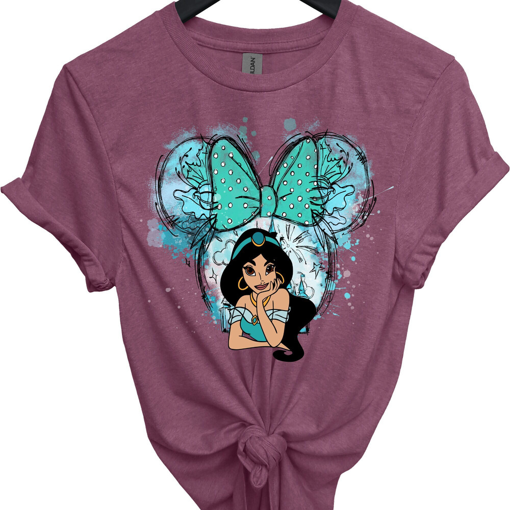 Cute Jasmine Princess Portrait Minnie Ear, Disney Princess Sweatshirt, Princess Minnie Ears Shirt, Watercolor Princes, Disney Characters Tee.jpg