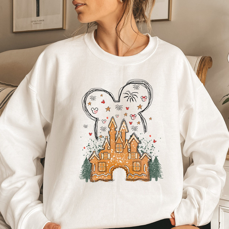 Disney Mickey Gingerbread Castle Sweatshirt, Mickey Ears Sweatshirt, Disney Christmas Family, Christmas Castle Sweatshirt, Mickey Christmas.jpg