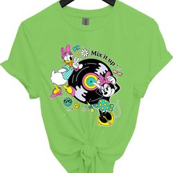 minnie mouse and daisy duck mix it up tee, disney world clothing, miss mouse and duck, mickeys pal family adventure, dis