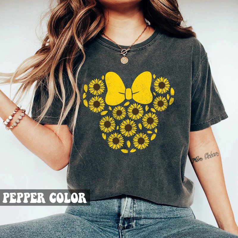 Disney Family Shirts, Disney Shirt For Women, Minnie Ear Shirt, Cute Ear Shirt, Disney Ear Shirt, Sunflower Minnie Shirt, Disneyland Shirt.jpg