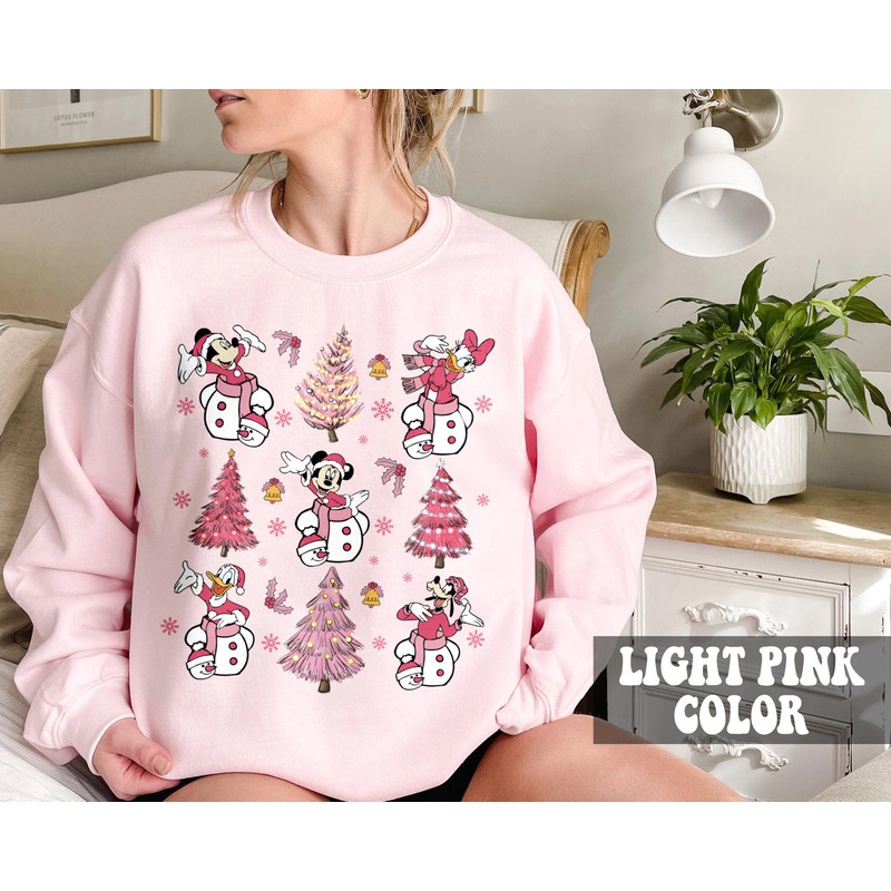 Vintage Disney Pink Christmas Tree Shirts, Retro Mickey And Friends Pink Christmas Shirt, Cute Disney Christmas Shirt, Merry Christmas Shirt.jpg