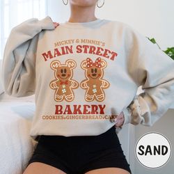vintage mickey minnie main street bakery shirts, mickey gingerbread shirt, gingerbread sweatshirt, gingerbread cookies,