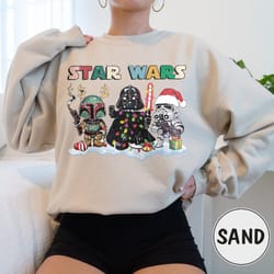 vintage star wars christmas sweatshirts, cute starwars characters, darth vader christmas shirt, disney christmas shirts,