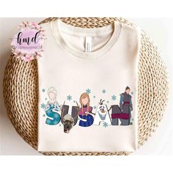 custom name frozen characters matching t-shirt, personalized disney elsa anna olaf kristoff sven tee, disneyland family