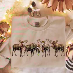 christmas moose sweatshirt, reindeer christmas sweater, moose christmas crewneck, moose lover shirt, christmas animals,