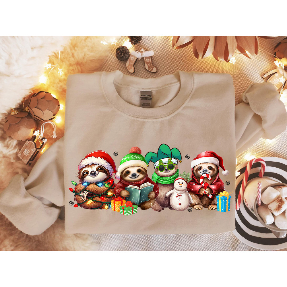 Christmas Sloth Sweatshirt, Sloth Lover Christmas Sweatshirt, Funny Sloth Xmas Sweatshirt, Christmas Animals Hoodie, Merry Slothmas Hoodie.jpg