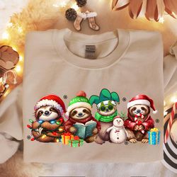 christmas sloth sweatshirt, sloth lover christmas sweatshirt, funny sloth xmas sweatshirt, christmas animals hoodie, mer