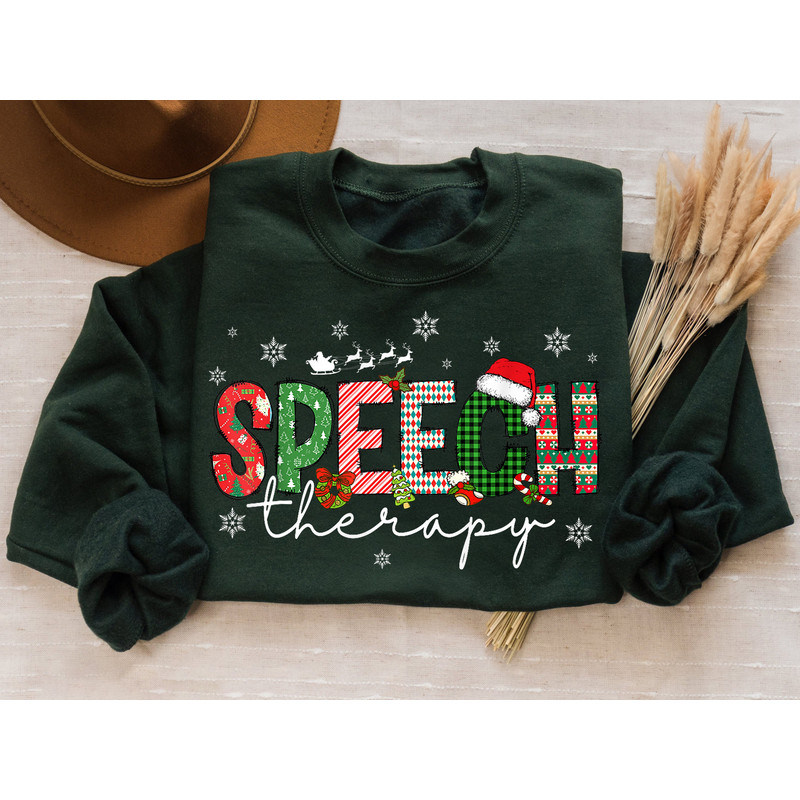 Christmas Speech Therapy Sweatshirt, Speech Therapist Sweatshirts, Gift For Therapist, Communication, Speech Language Gift, Language Therapy.jpg