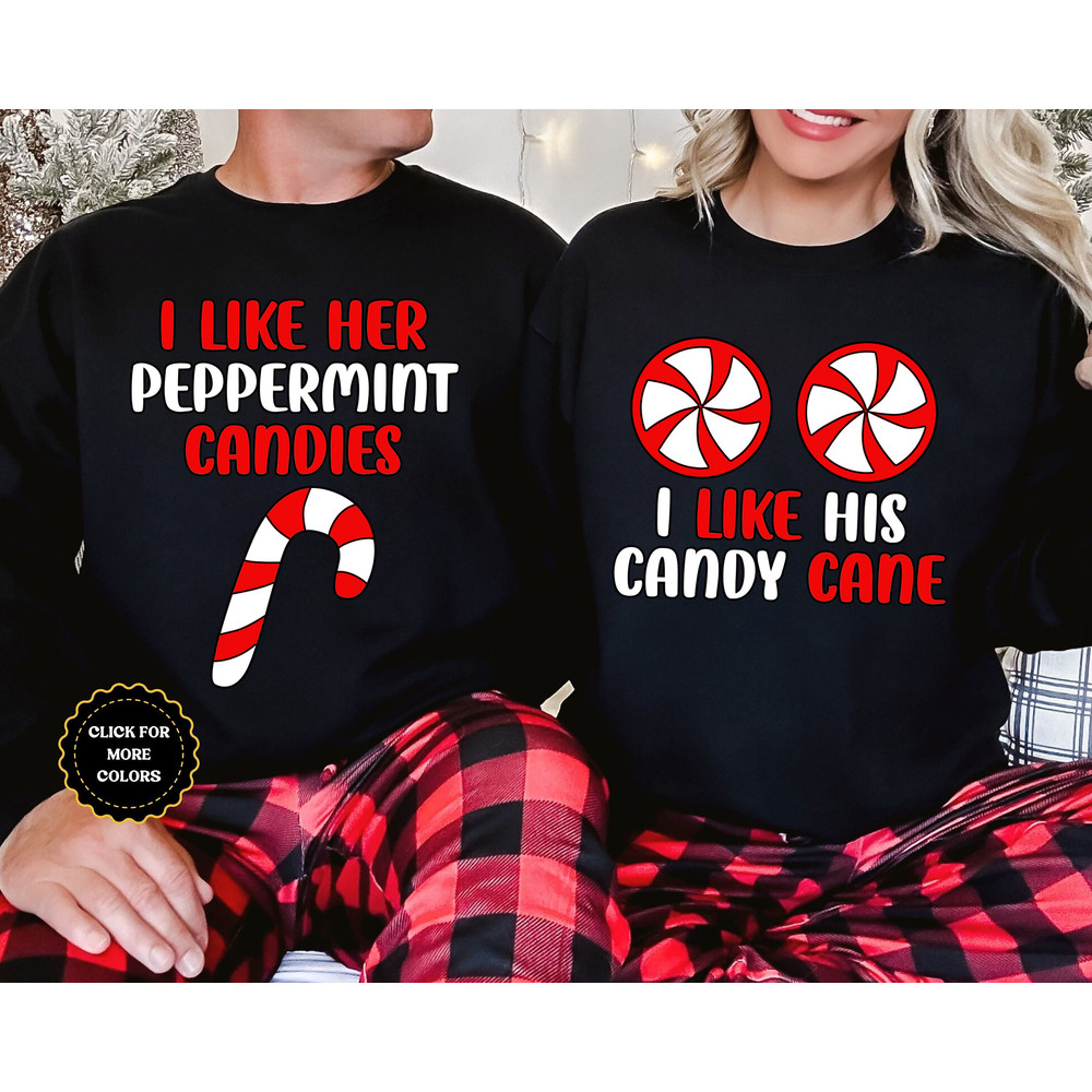 Couples Christmas Shirt, I Love Her Peppermint Candies Shirt, I Love His Candy Cane, Funny Christmas Couple T-Shirt, Holiday Matching Shirts.jpg