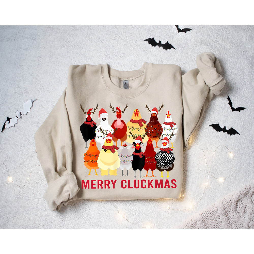 Funny Christmas Chicken Sweatshirt Unique Gift for Mom, Christmas Work Shirt, Plus Size Christmas Sweater, Ugly Christmas Sweater women.jpg