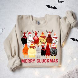 funny christmas chicken sweatshirt unique gift for mom, christmas work shirt, plus size christmas sweater, ugly christma