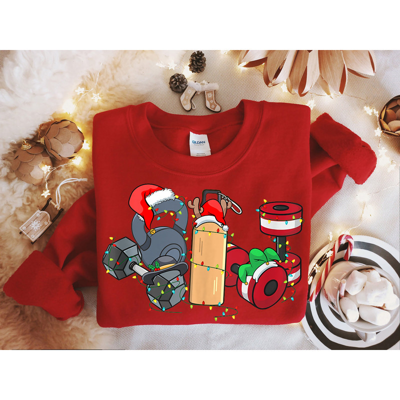Gym Christmas Sweatshirt, Fitness Christmas T-shirt, Xmas Workout Shirt, Kettlebell Weightlifting Shirt, Gymer Christmas Gifts, Ugly Sweater.jpg