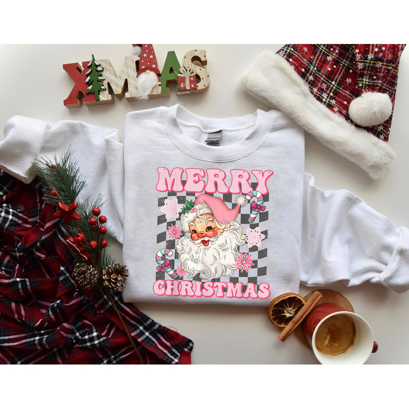 Pink Merry Chrsitmas Shirt, Pink Santa T-shirt, Pink Christmas Shirt, Merry Bright Shirt, Christmas Shirt, Santa Claus Shirt, Merry Xmas Tee.jpg