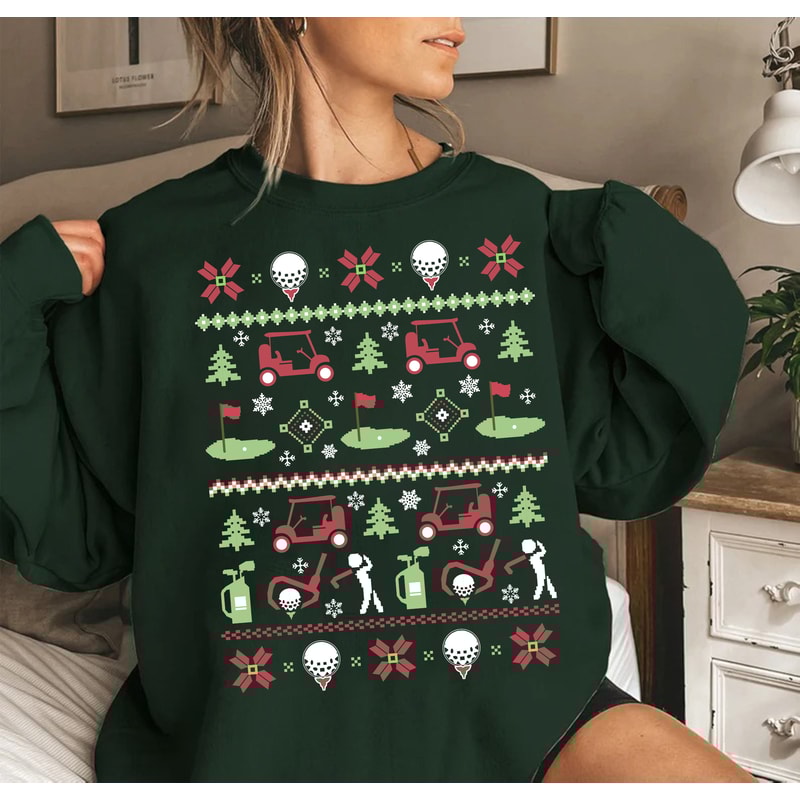 Ugly Golf Christmas Sweatshirt, Golf Christmas Ugly Sweater, Golf Lover Sweater, Gift For Golfer, Christmas Gift For Husband Dad, Xmas Golf.jpg