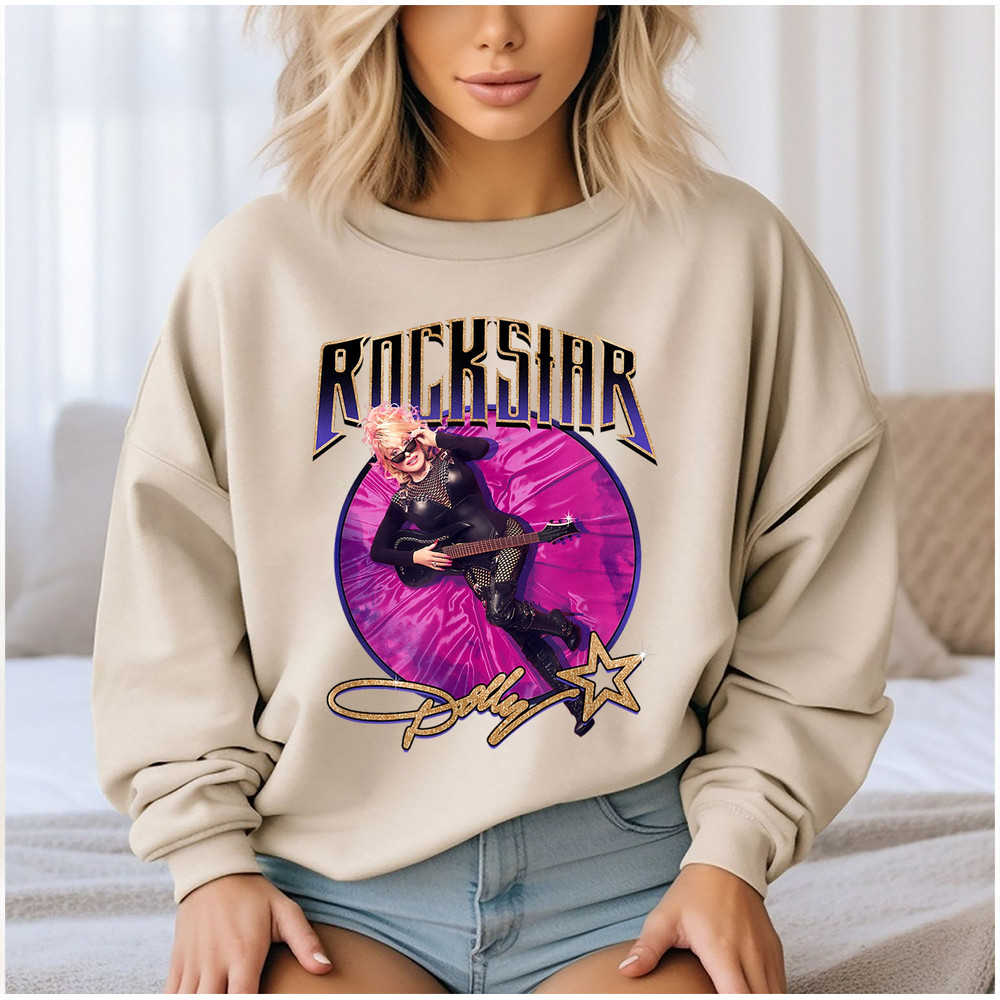 Rockstar Dolly Sweatshirt, Dolly Rock Music, Album Music Shirt, Retro Dolly Parton Country Music Sweatshirt, Dolly Parton Graphic T-Shir..jpg