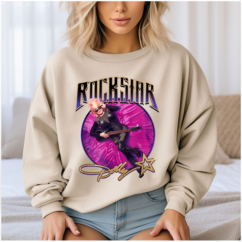 Rockstar Dolly Sweatshirt, Dolly Rock Music, Album Music Shirt, Retro Dolly Parton Country Music Sweatshirt, Dolly Parton Graphic T-Shir..jpg